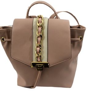 Aldo Womens Rose Pink and White Leather Backpack